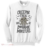 Creepin It Real With My 2nd Grade Monsters Halloween Teacher Sweatshirt thumb 0