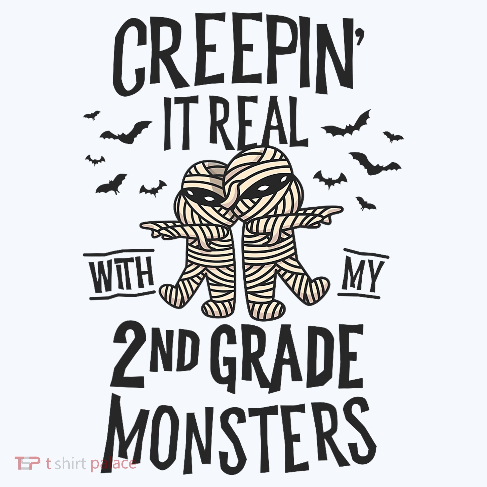 Creepin It Real With My 2nd Grade Monsters Halloween Teacher Sweatshirt