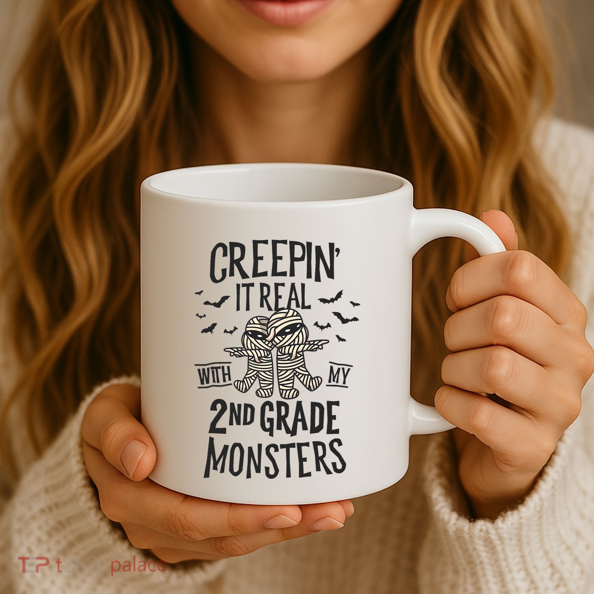 Creepin It Real With My 2nd Grade Monsters Halloween Teacher Coffee Mug