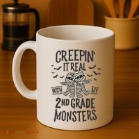 Creepin It Real With My 2nd Grade Monsters Halloween Teacher Coffee Mug thumb 4