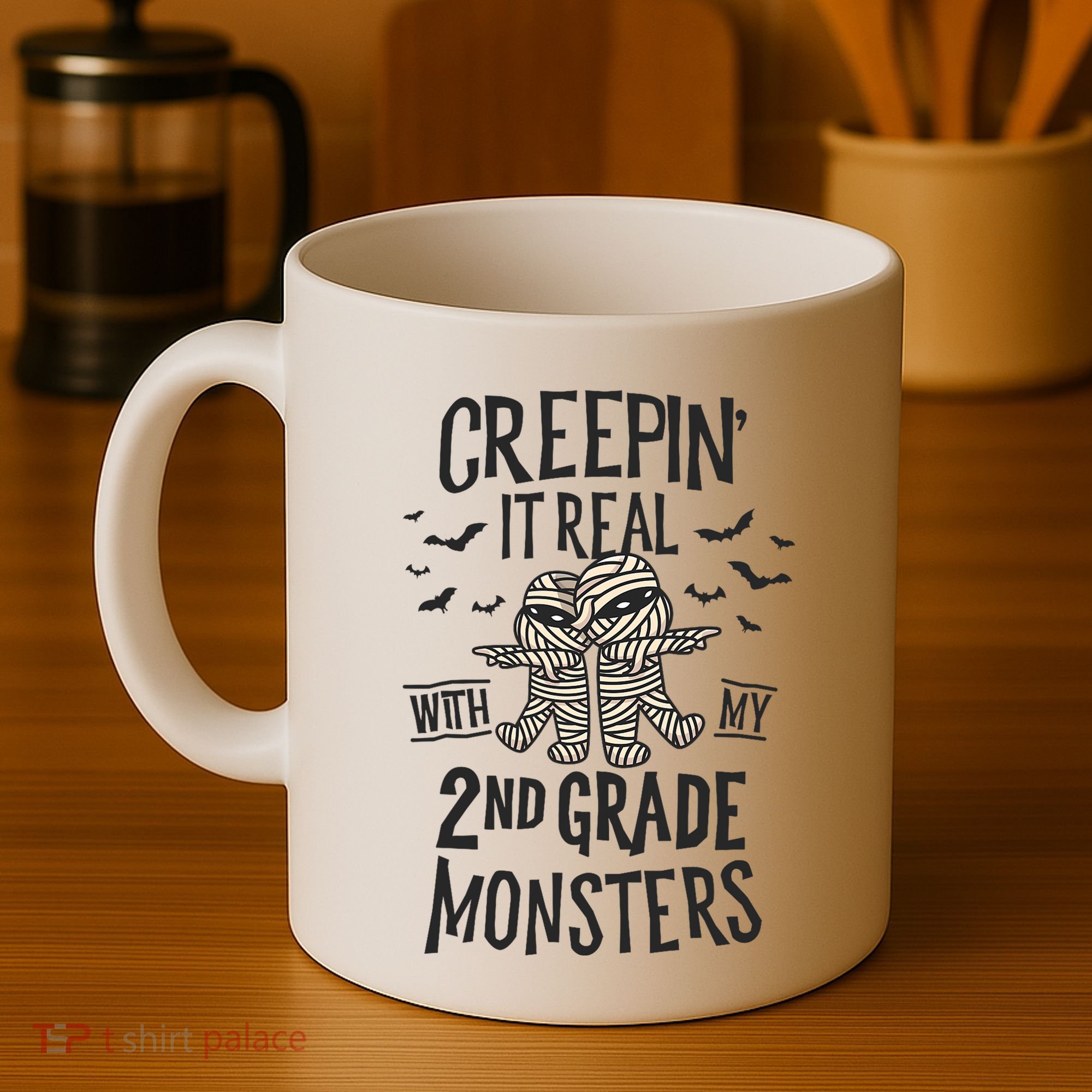 Creepin It Real With My 2nd Grade Monsters Halloween Teacher Coffee Mug