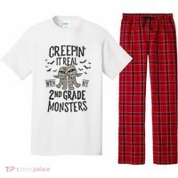 Creepin It Real With My 2nd Grade Monsters Halloween Teacher Pajama Set thumb 0
