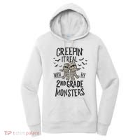 Creepin It Real With My 2nd Grade Monsters Halloween Teacher Women's Hoodie thumb 0