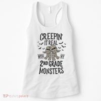Creepin It Real With My 2nd Grade Monsters Halloween Teacher Women's Tank Top thumb 0