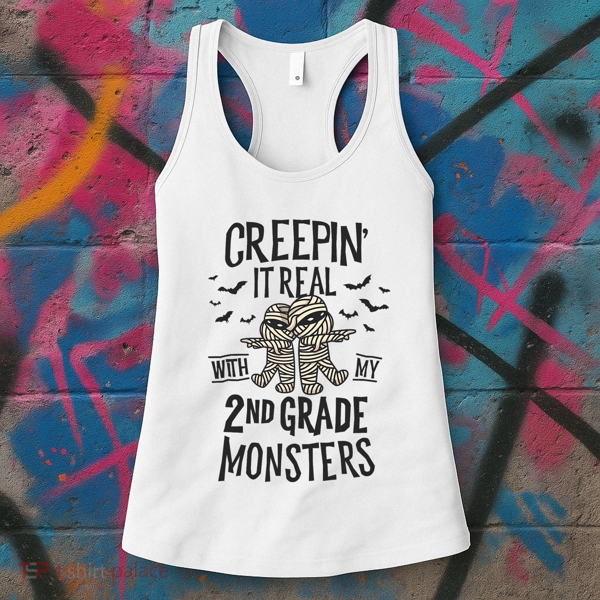 Creepin It Real With My 2nd Grade Monsters Halloween Teacher Women's Tank Top