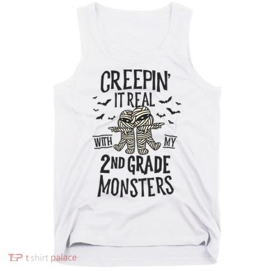 Creepin It Real With My 2nd Grade Monsters Halloween Teacher Tank Top