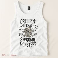 Creepin It Real With My 2nd Grade Monsters Halloween Teacher Tank Top thumb 2