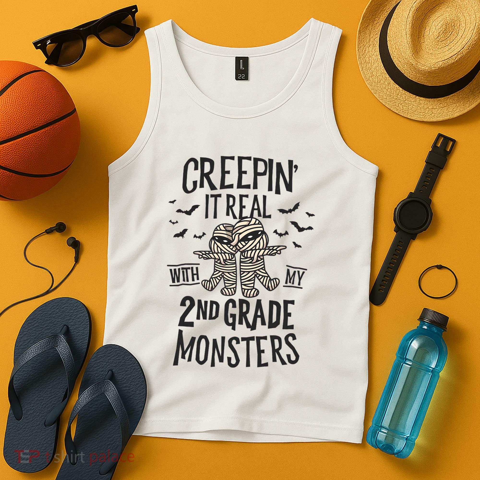 Creepin It Real With My 2nd Grade Monsters Halloween Teacher Tank Top