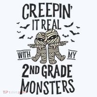 Creepin It Real With My 2nd Grade Monsters Halloween Teacher Tank Top thumb 6
