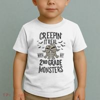 Creepin It Real With My 2nd Grade Monsters Halloween Teacher Toddler T-Shirt thumb 2