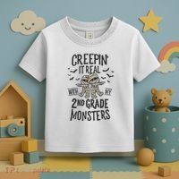 Creepin It Real With My 2nd Grade Monsters Halloween Teacher Toddler T-Shirt thumb 3