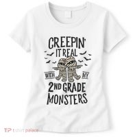 Creepin It Real With My 2nd Grade Monsters Halloween Teacher Women's T-Shirt thumb 0