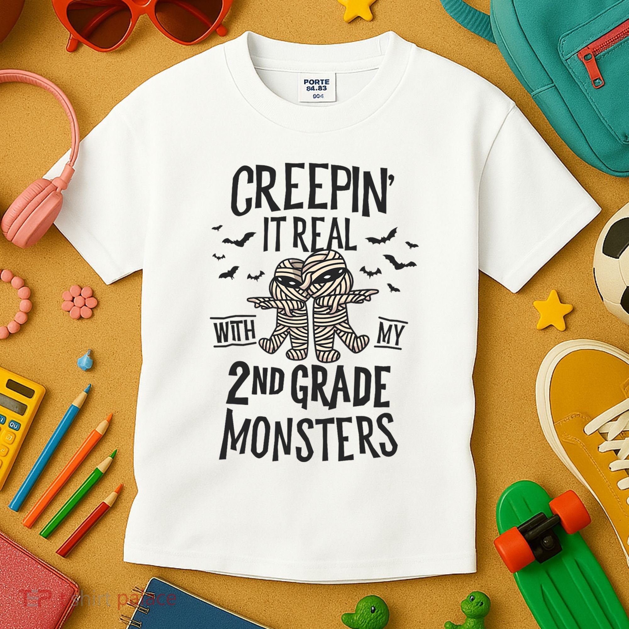 Creepin It Real With My 2nd Grade Monsters Halloween Teacher Kids T-Shirt