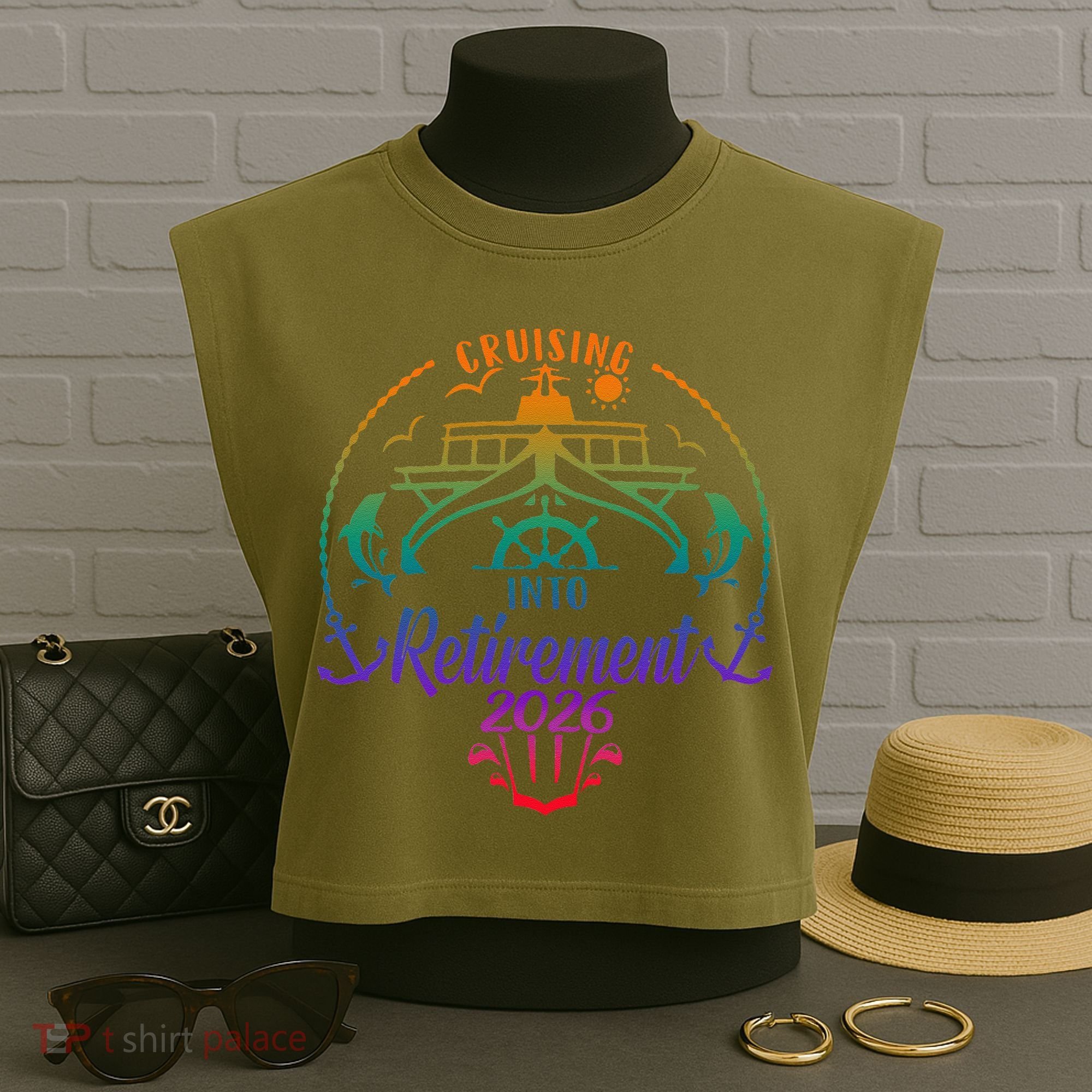 Cruising Into Retirement 2026 Garment-Dyed Women's Muscle Tee