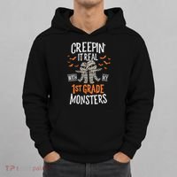 Creepin It Real With My 1st Grade Monsters Halloween Teacher Hoodie thumb 0