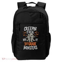 Creepin It Real With My 1st Grade Monsters Halloween Teacher Backpack thumb 0