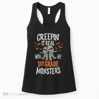 Creepin It Real With My 1st Grade Monsters Halloween Teacher Women's Tank Top thumb 0