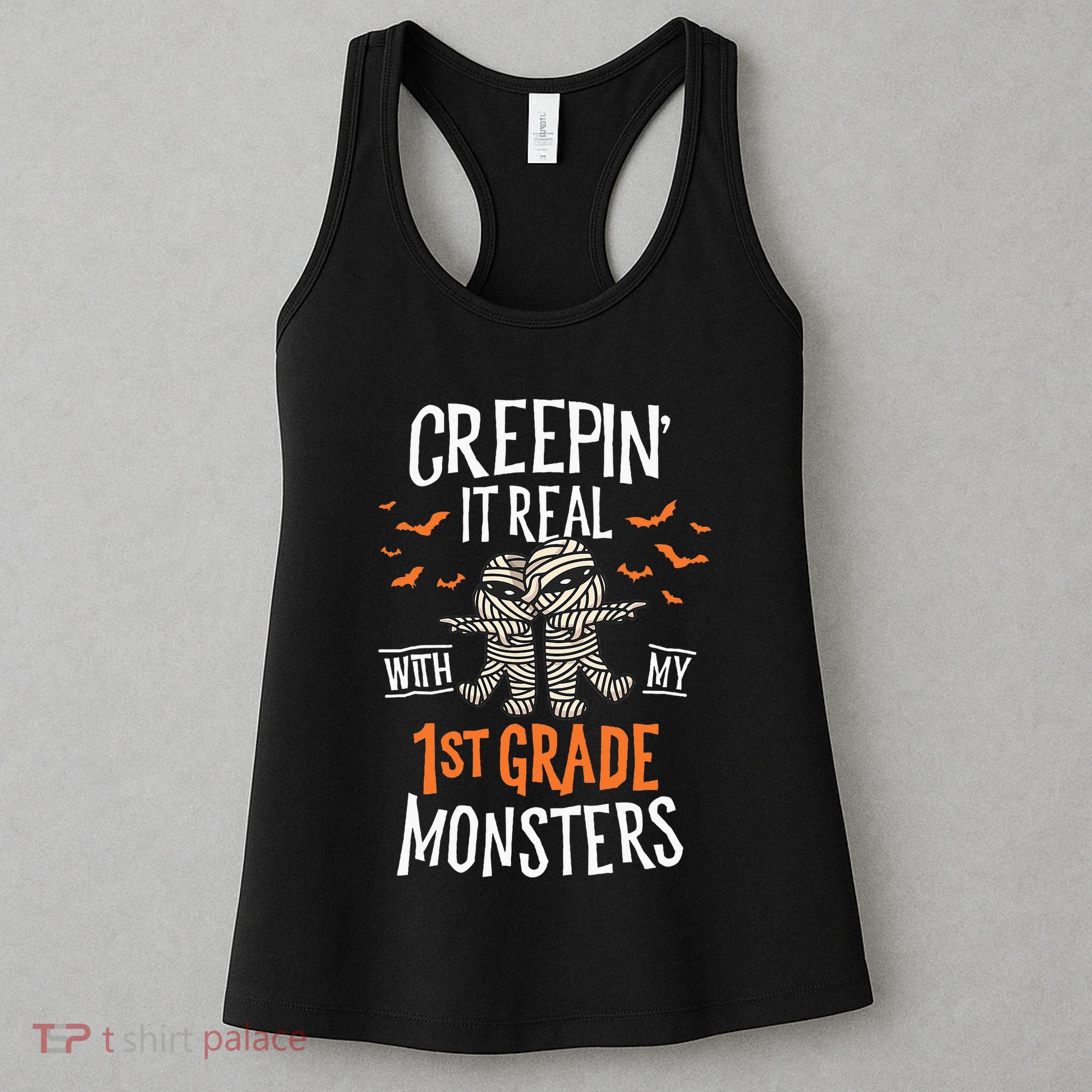 Creepin It Real With My 1st Grade Monsters Halloween Teacher Women's Tank Top