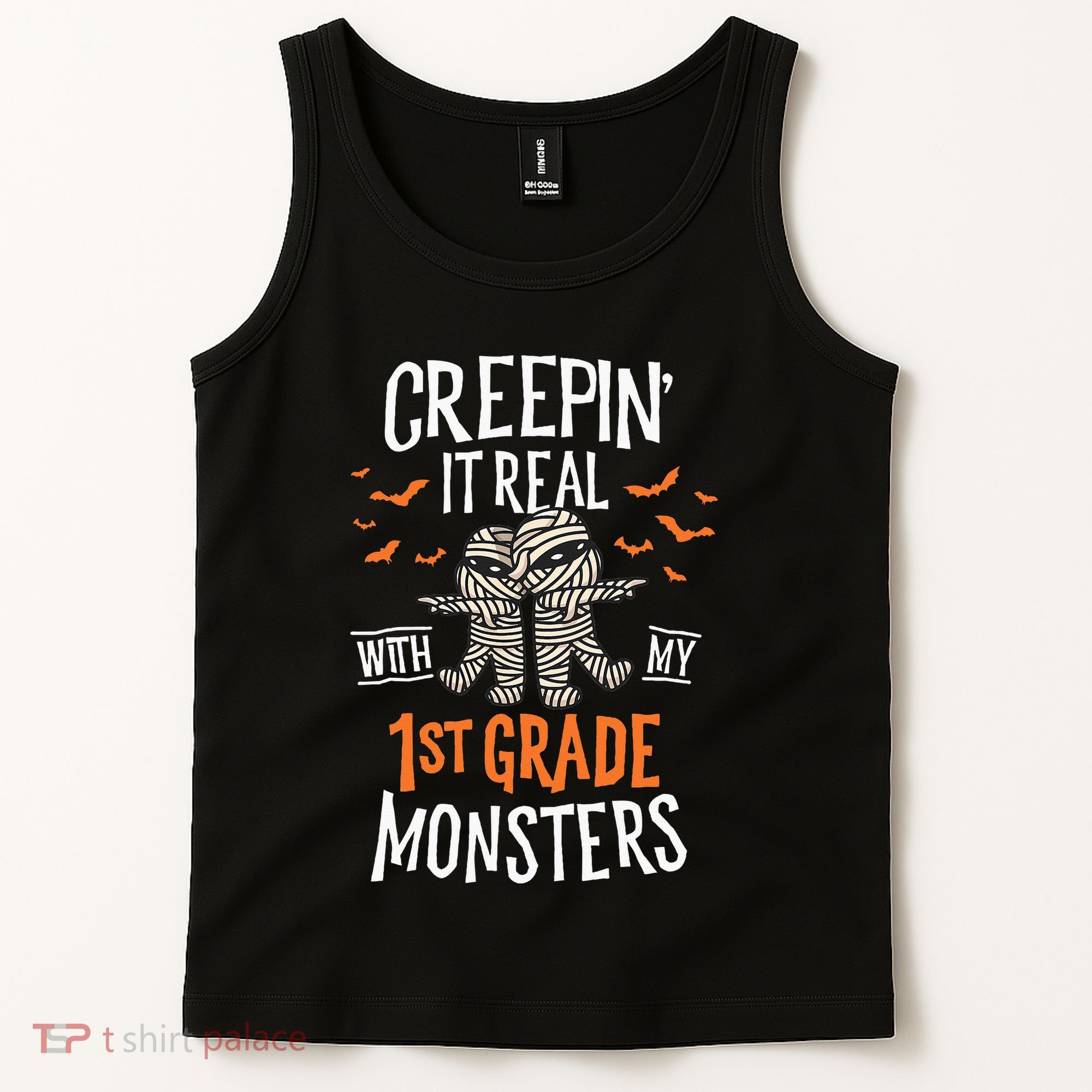 Creepin It Real With My 1st Grade Monsters Halloween Teacher Tank Top