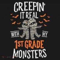 Creepin It Real With My 1st Grade Monsters Halloween Teacher Tank Top thumb 6