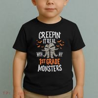 Creepin It Real With My 1st Grade Monsters Halloween Teacher Toddler T-Shirt thumb 2