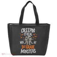 Creepin It Real With My 1st Grade Monsters Halloween Teacher Tote Bag thumb 0