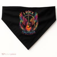 Cute I ROCK THE SPECTRUM Autism Dad Peace Love Unique I USA-Made Doggie Bandana thumb 0