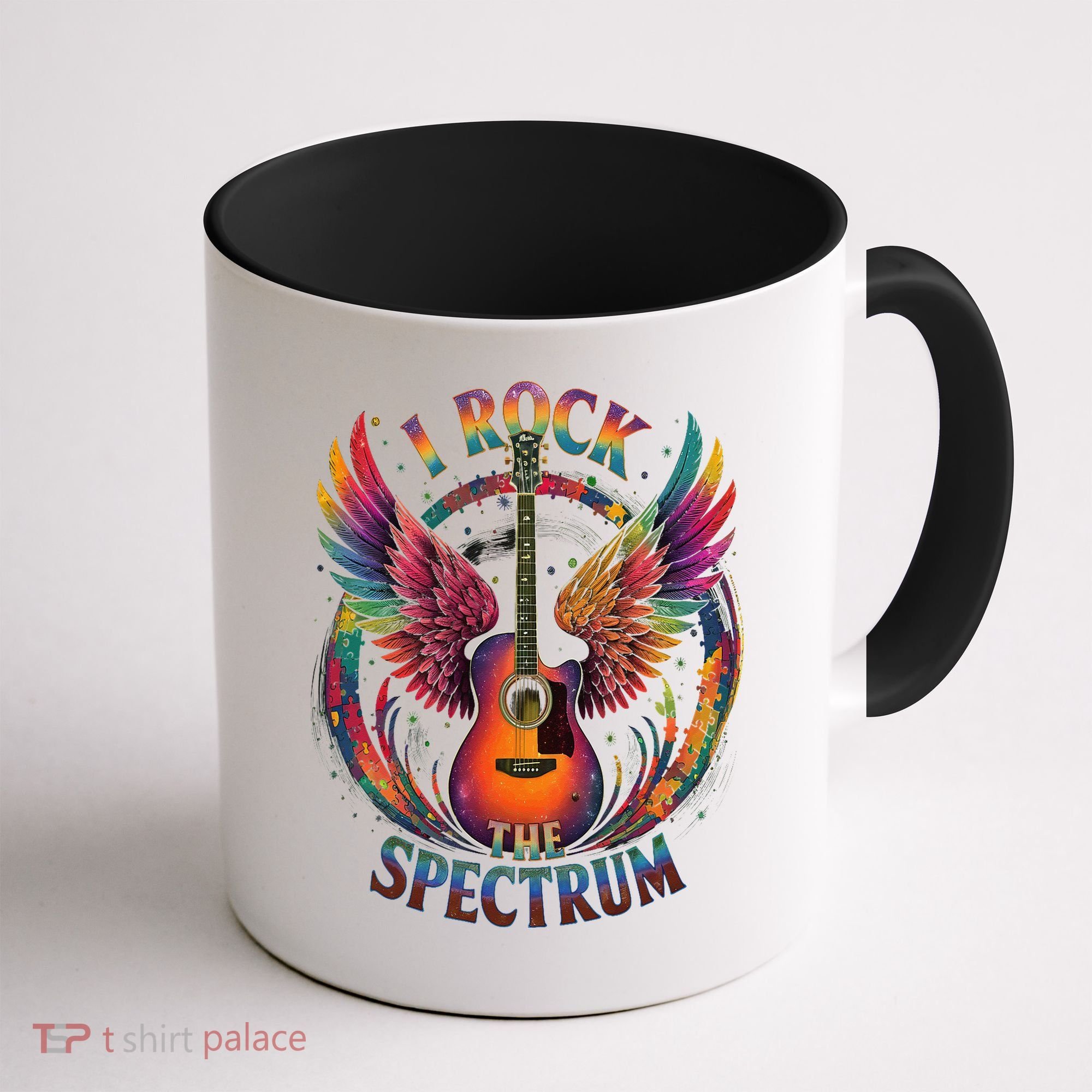Cute I ROCK THE SPECTRUM Autism Dad Peace Love Unique I Coffee Mug