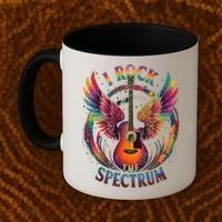 Cute I ROCK THE SPECTRUM Autism Dad Peace Love Unique I Coffee Mug thumb 2