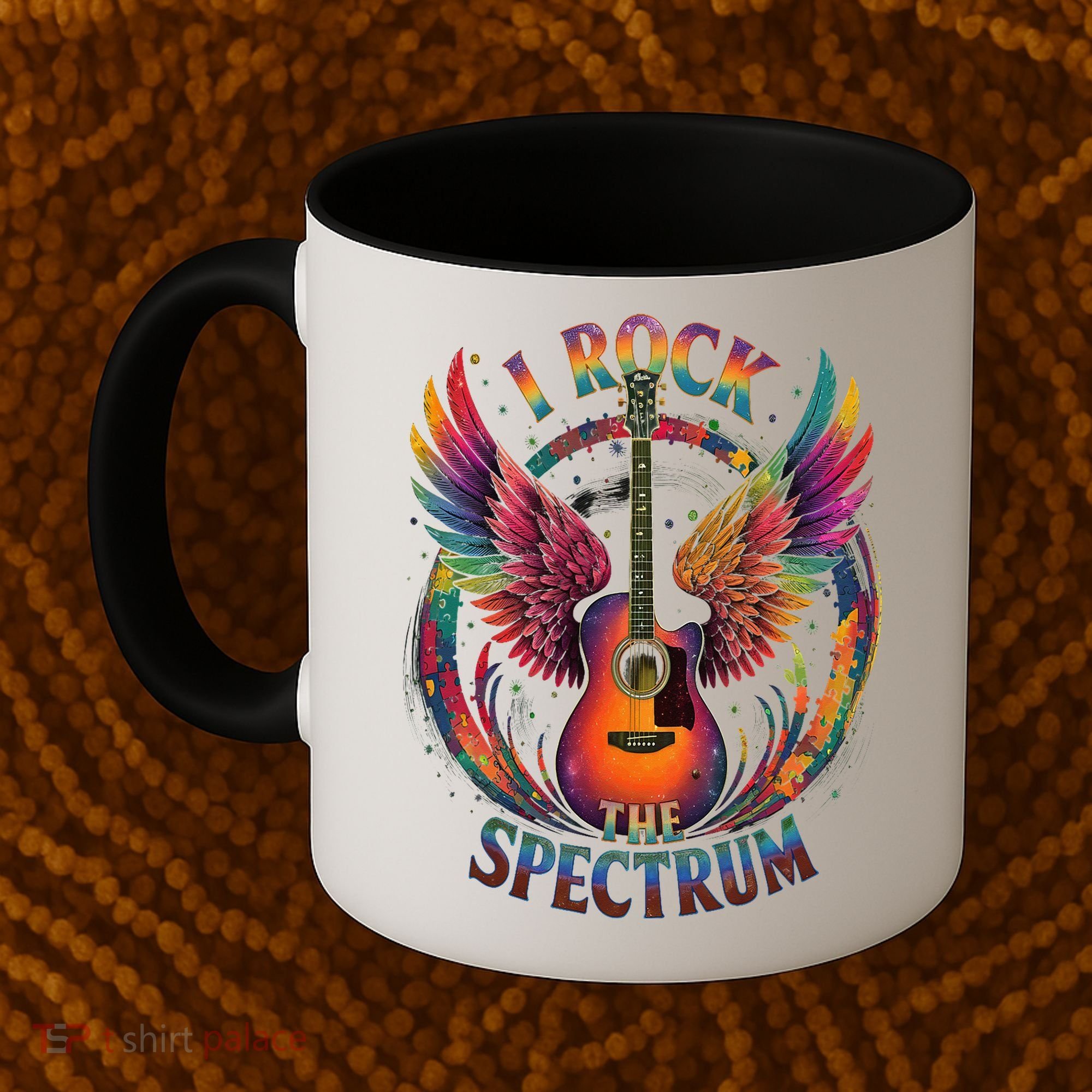 Cute I ROCK THE SPECTRUM Autism Dad Peace Love Unique I Coffee Mug