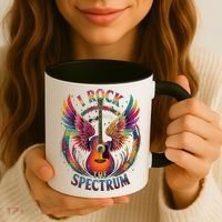 Cute I ROCK THE SPECTRUM Autism Dad Peace Love Unique I Coffee Mug thumb 3