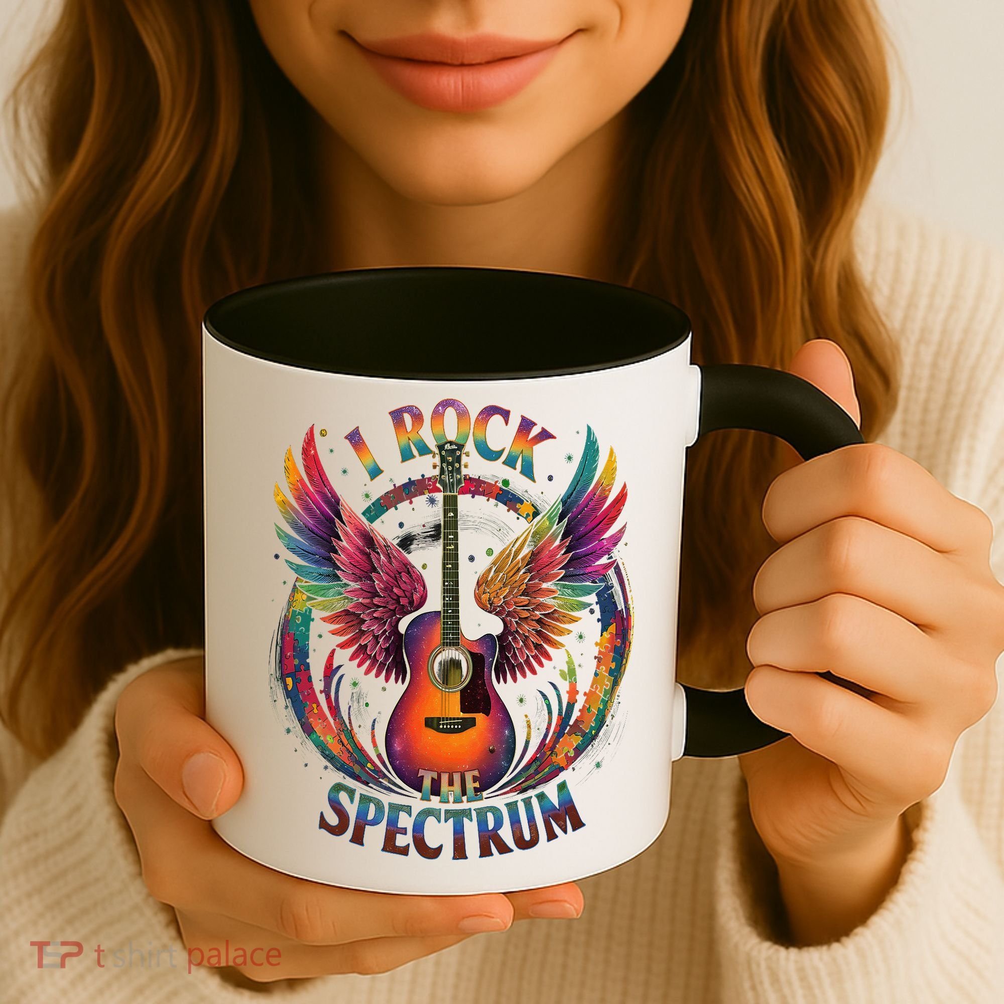 Cute I ROCK THE SPECTRUM Autism Dad Peace Love Unique I Coffee Mug
