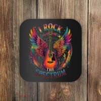 Cute I ROCK THE SPECTRUM Autism Dad Peace Love Unique I Coaster thumb 0