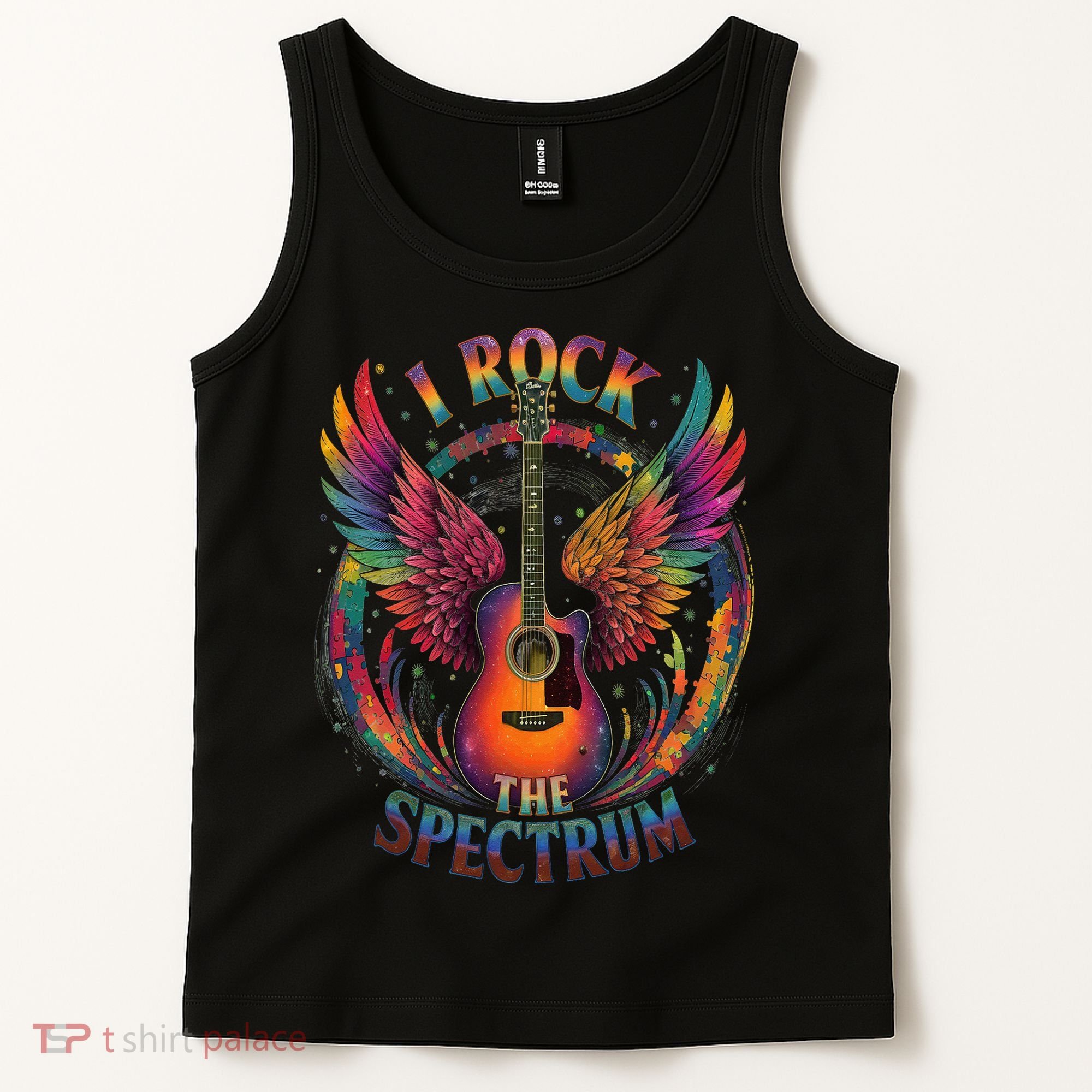 Cute I ROCK THE SPECTRUM Autism Dad Peace Love Unique I Tank Top