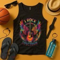 Cute I ROCK THE SPECTRUM Autism Dad Peace Love Unique I Tank Top thumb 4