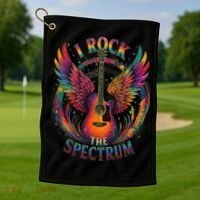 Cute I ROCK THE SPECTRUM Autism Dad Peace Love Unique I Golf Towel thumb 1