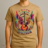 Cute I ROCK THE SPECTRUM Autism Dad Peace Love Unique I T-Shirt thumb 3