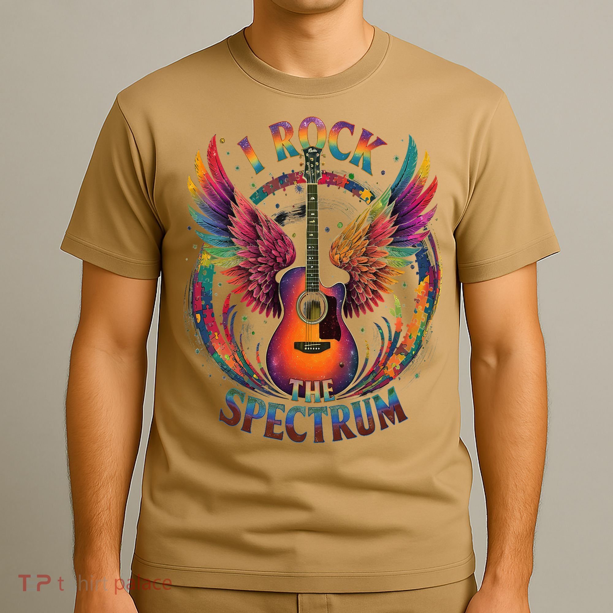 Cute I ROCK THE SPECTRUM Autism Dad Peace Love Unique I T-Shirt