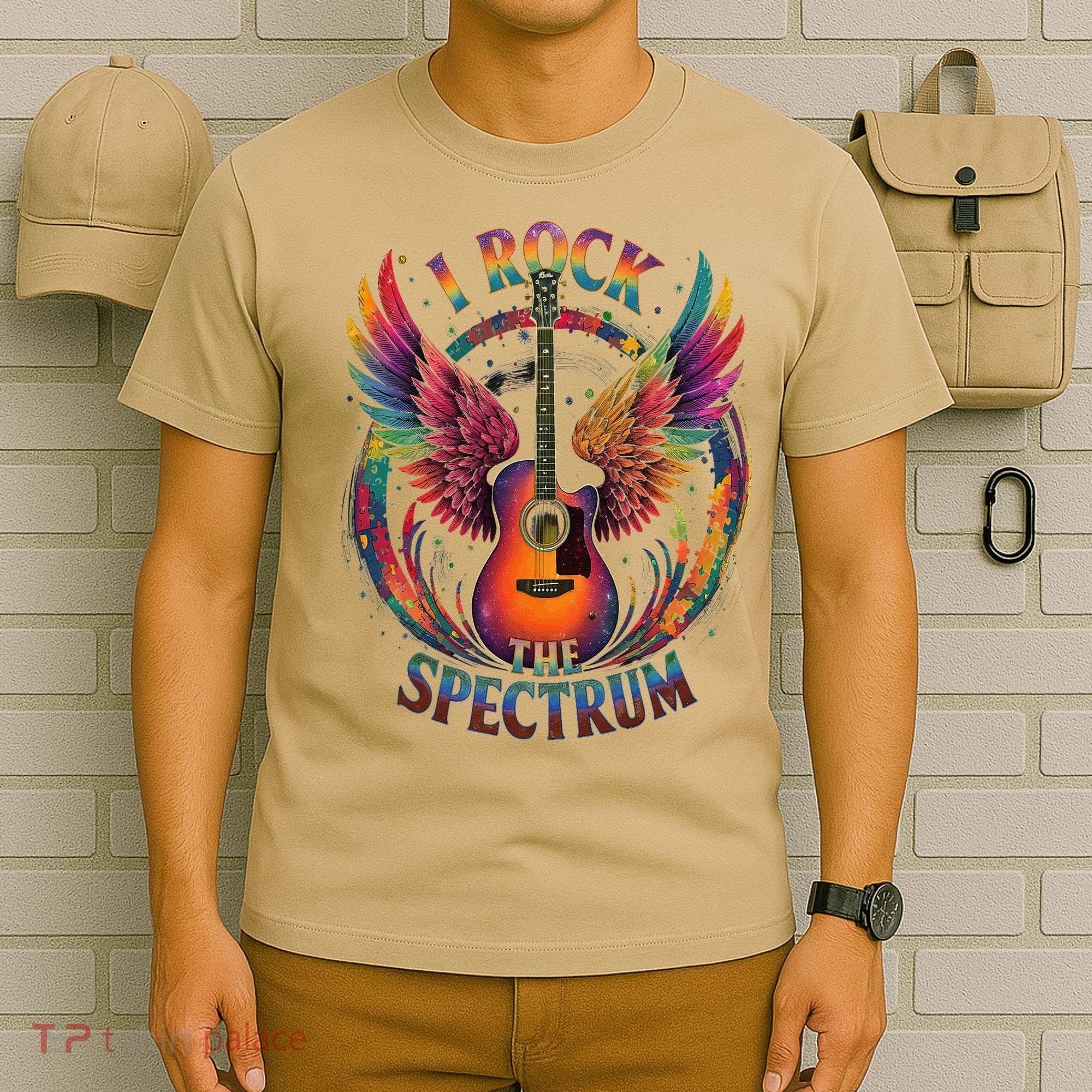 Cute I ROCK THE SPECTRUM Autism Dad Peace Love Unique I T-Shirt