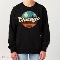 Chicago Illinois Retro Skyline Night Il Souvenirs Women's Sweatshirt thumb 0