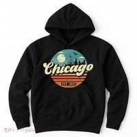 Chicago Illinois Retro Skyline Night Il Souvenirs Hoodie thumb 0