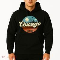 Chicago Illinois Retro Skyline Night Il Souvenirs Hoodie thumb 2
