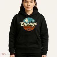 Chicago Illinois Retro Skyline Night Il Souvenirs Hoodie thumb 5