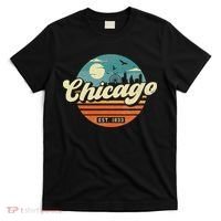 Chicago Illinois Retro Skyline Night Il Souvenirs T-Shirt thumb 0
