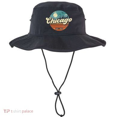 Chicago Illinois Retro Skyline Night Il Souvenirs Bucket Hat