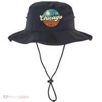 Chicago Illinois Retro Skyline Night Il Souvenirs Bucket Hat thumb 0