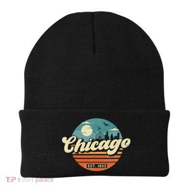 Chicago Illinois Retro Skyline Night Il Souvenirs Beanie