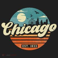 Chicago Illinois Retro Skyline Night Il Souvenirs Beanie thumb 2