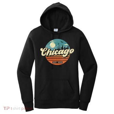 Chicago Illinois Retro Skyline Night Il Souvenirs Women's Hoodie