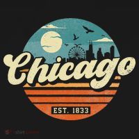 Chicago Illinois Retro Skyline Night Il Souvenirs Women's Hoodie thumb 2